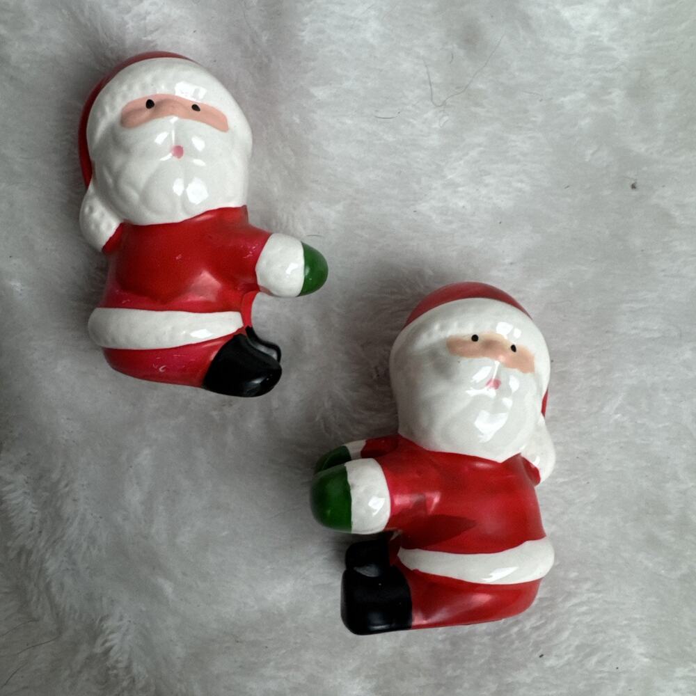 Vintage Santa Claus Ceramic Candle Climber Hugger Christmas Set of 2 Taiwan